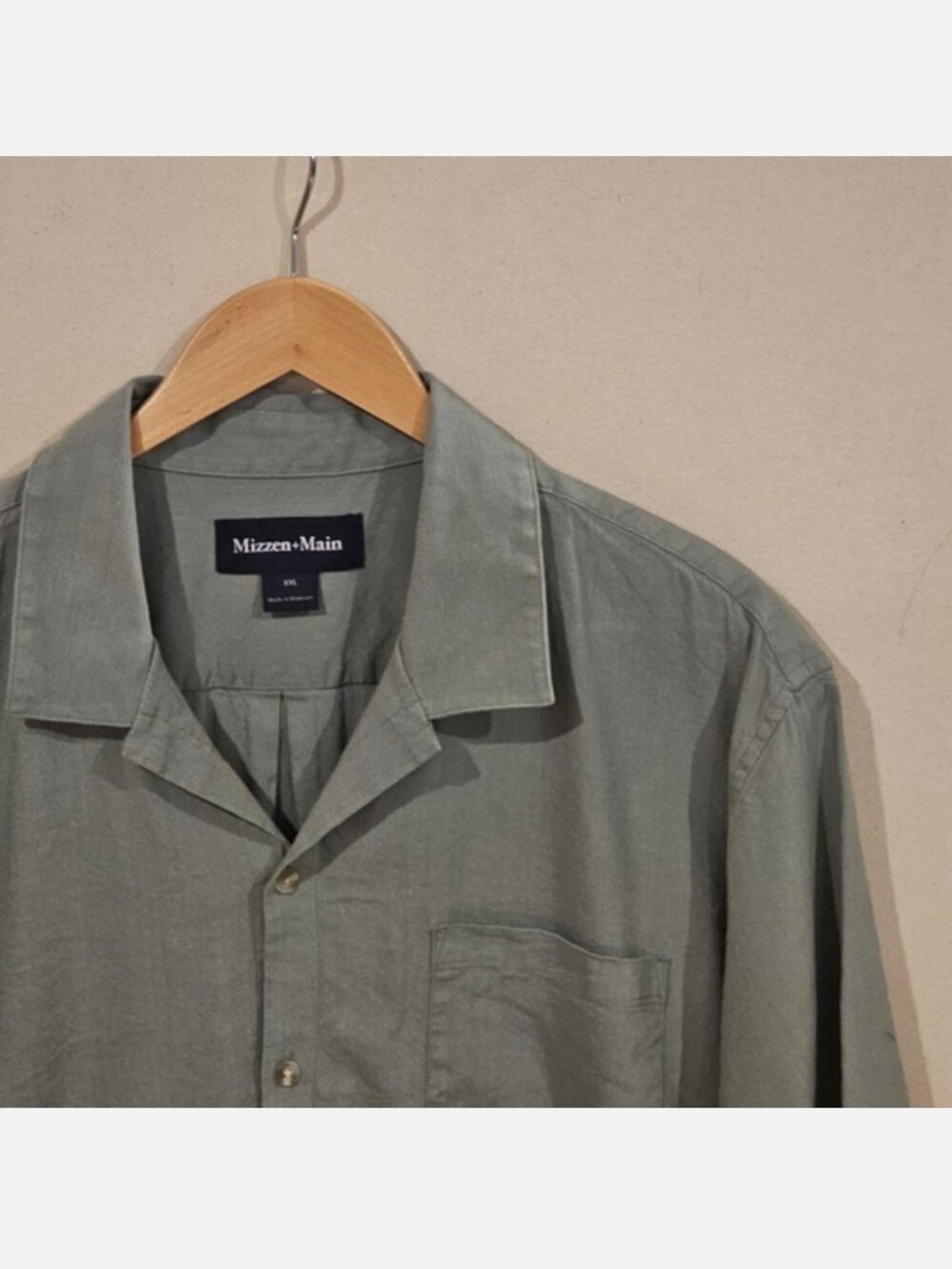 Mizzen + Main Linen Blend Camp Shirt XXL